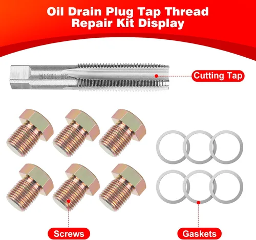 Vista 3 de Kit de reparación de roscas para tapón de drenaje de aceite M13 x 1.25 mm, herramienta de roscado de tornillos de cárter de aceite, kit