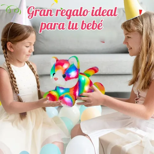 Vista 4 de Glow Guards Gatito de peluche con luces LED arcoíris, suave, con luz nocturna, regalos de Navidad, Día de los Niños, cumpleaños, para niños Cat_led