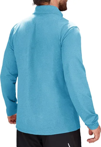 Vista 27 de MAGCOMSEN Sudadera de golf de manga larga con forro polar para hombre, con cremallera de 1/4, térmica, para correr