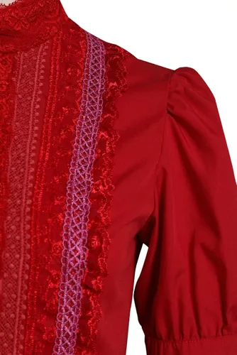 Vista 6 de Disfraz de película de terror para cosplay, vestido rojo para adultos, mujeres, fiesta de Halloween para mujeres
