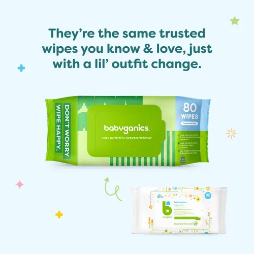 Vista 3 de Toallitas Babyganics húmedas para bebé, sin perfume, el envase puede variar