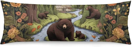 Vista 14 de Funda de almohada corporal de invierno con diseño de pájaros en el bosque, decorativa, larga, con cremallera, para decoración de sofá, sofá, 20 x 54