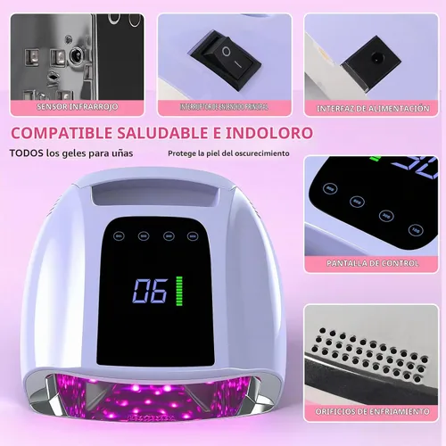 Vista 4 de ANGNYA - Luces U V para uñas, lámpara LED de uñas para esmalte de gel, secadora de uñas
