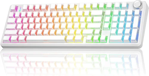 Vista 10 de AULA F99 Pro Teclado mecánico inalámbrico - Versión silenciosa, BT5.0/2.4GHz/USB-C Personalizable intercambiable en caliente, Estructura con junta