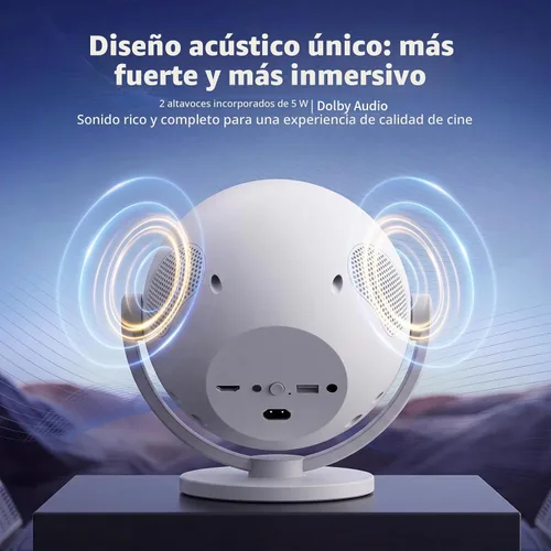 Vista 7 de Mini proyector, proyector portátil 4K ayuda 1080P y altavoz de 5W Redonda