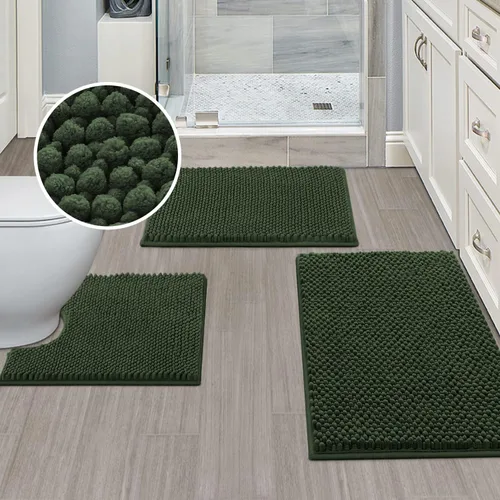 Vista 28 de Turquoize Alfombras de baño de felpilla antideslizante para baño, 17 x 24 pulgadas, extra suaves y absorbentes, lavables a máquina, perfectas