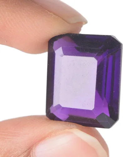 Vista 3 de GEMHUB Tamaño colgante Amatista violeta 19.50 Ct Amatista translúcida Corte Esmeralda Violeta Amatista Piedra preciosa, Gema, Amatista violeta