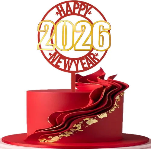 Vista 18 de Rsstarxi 1 paquete de decoración para tartas de Año Nuevo 2024 con purpurina para decoración de pasteles de Año Nuevo 2024, decoración para pasteles
