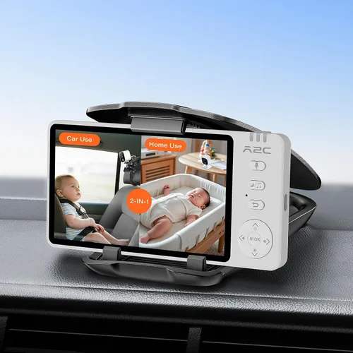 Vista 9 de A2C Cámara inalámbrica para automóvil de bebé, monitor de bebé alimentado por USB para asiento trasero y hogar, pantalla