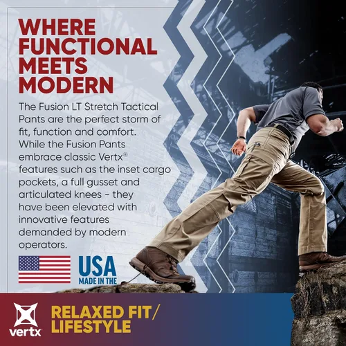 Vista 2 de Vertx Men's Tactical Pants Cargo with Pockets Lightweight Relaxed-fit Outdoor Performance Quick Dry, Fusion Lt Stretch