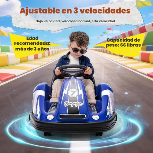 Vista 8 de Coche parachoques para niños con rueda grande, 3.1 MPh máximo, auto parachoques de 12 V con control remoto, automóvil eléctrico con calcomanías