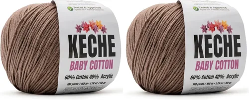 Vista 120 de Keche Hilo de Algodón, 60% Algodón 40% Hilo Acrílico, Hilo de Algodón Suave para Crochet y Tejer, Hilo Amigurumi 1 Madeja/Bola 1.76 Oz (50g) / 180