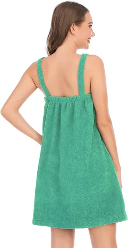 Vista 106 de Veseacky Toalla de baño para mujer con bolsillo, bata de spa ajustable y diadema facial