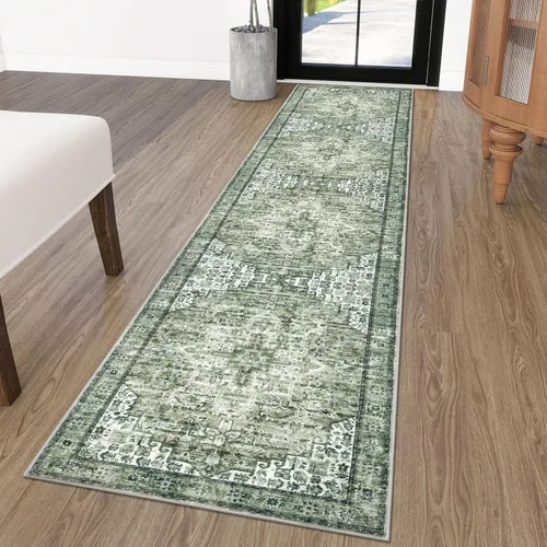 Vista 132 de SIILOOM Alfombra lavable de 2 x 3 pies, alfombra suave color taupe ceniza para entrada, tapete antideslizante para puerta de interior, tapete