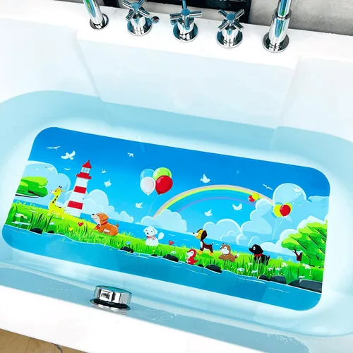 Vista 15 de BEEHOMEE Tapetes de baño para bañera para niños, bebés y niños pequeños - Grandes tapetes antideslizantes de dibujos animados para baño, bañera