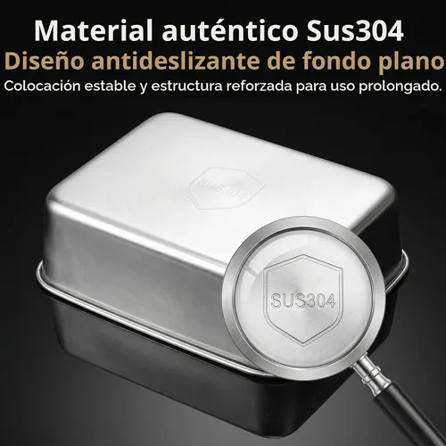 Vista 6 de Caja de condimentos de acero inoxidable con 3 compartimentos con tapa, organizador rectangular de condimentos para especias, coberturas, 13 x 5.5 x