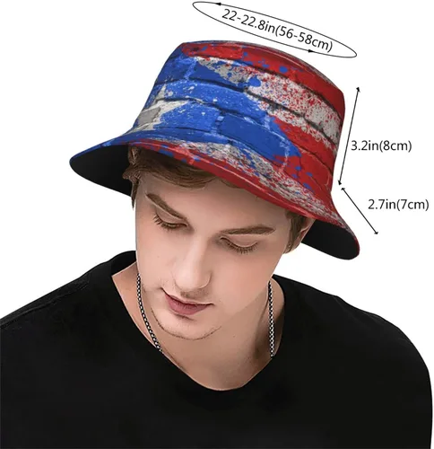Vista 3 de Sombrero de pescador de Puerto Rico para el sol, sombrero de playa, divertido gorro de pescador, para exteriores, para hombres y mujeres, talla única