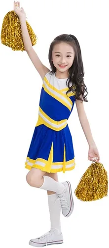 Vista 4 de Disfraz de uniforme de animadora de 2 piezas para niñas pequeñas, disfraz completo para cosplay