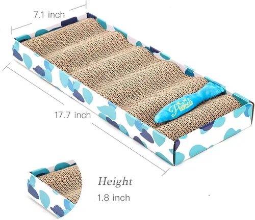 Vista 5 de PEEKAB Rascador de cartón reversible para gatos, almohadilla para rascar para gatos, cartón corrugado, incluye hierba gatera