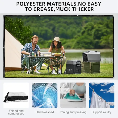 Vista 3 de LIHONG Pantalla de proyector 4K, 16:9 HD plegable, portátil, de doble cara, pantallas de proyección antiarrugas