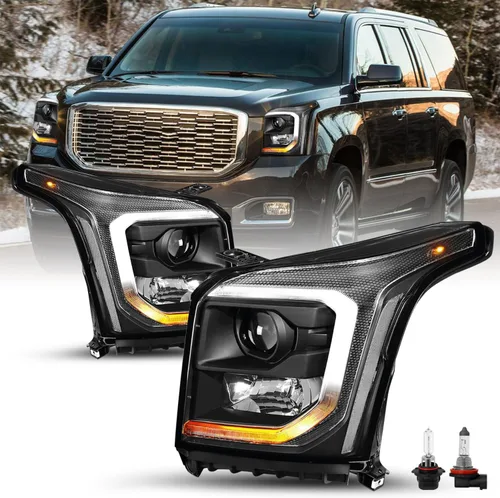 Vista 12 de SOCKIR Conjunto de Faros Delanteros LED DRL Compatible con GMC YUKON SLT SLE/Yukon XL SLT SLE 2015-2020 Faros Halógenos Originales de Fábrica OE Par