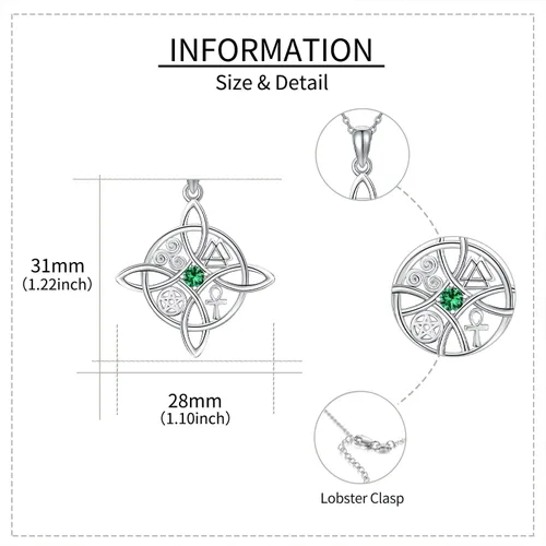 Vista 44 de YAFEINI Collar con dije de nudo de bruja de plata de ley, amuleto de bruja de cruz celta, regalo para mujer