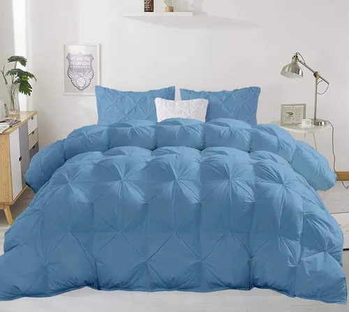 Vista 22 de Juego de edredón plisado para todas las estaciones, 21.16 oz/m², 3 piezas (edredón + 2 fundas de almohada), relleno de edredón de algodón egipcio