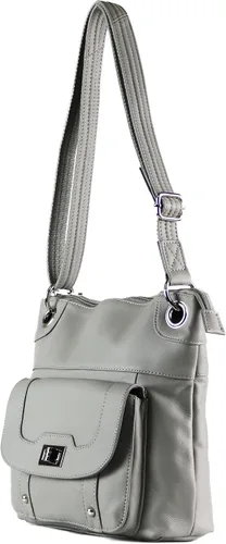 Vista 3 de Roma Leathers - Bolso bandolera con cierre torcido, talla única , Gris