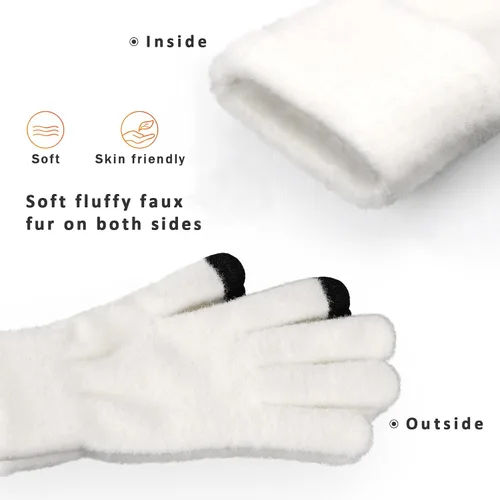 Vista 3 de Cierto Guantes de invierno para mujer para clima frío guantes de punto cálidos para pantalla táctil para mujer Guantes térmicos para exteriores