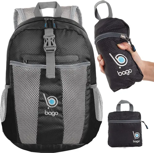 Vista 2 de Bago Mochila liviana Mochila plegable impermeable para viajes y deportes. Mochila plegable y que se puede guardar en una funda para adultos, hombres