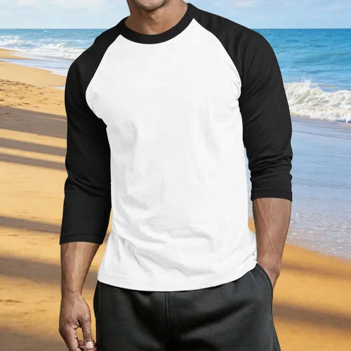 Vista 2 de Men's Raglan Long Sleeve Tee Shirts Color Block Crew Neck T Shirt Lightweight Soft Casual Basic Tshirts Running Tops