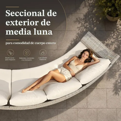 Vista 3 de LUXOAK Juego de muebles de patio de 9 piezas con mecedoras y mesa