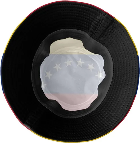 Vista 5 de Sombrero de pescador venezolano con bandera de Venezuela, sombrero de pescador venezolano de ala ancha para verano, sombreros de protección solar