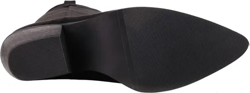 Vista 8 de Reitoye Botas vaqueras para mujer, bordadas, vaquera occidental, botas de tacón alto y grueso, con pestañas para tirar