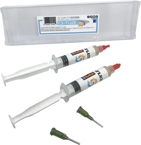 Vista 6 de CS-Flux 0.35 oz (2x5g) Flujo líquido libre de halógenos de baja viscosidad para reprocesamiento de componentes BGA, reflujo ideal para reparaciones