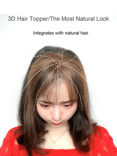 Vista 4 de Extensiones de cabello 100% humano 3D para mujer, extensiones de cabello con flecos, 4.7 pulgadas de largo, BHA335 (LB marrón claro)