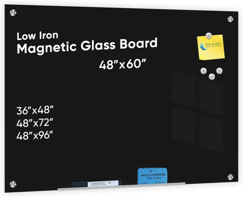 Vista 36 de Fab Glass and Mirror - Pizarrón magnético de vidrio con borrador, Negro