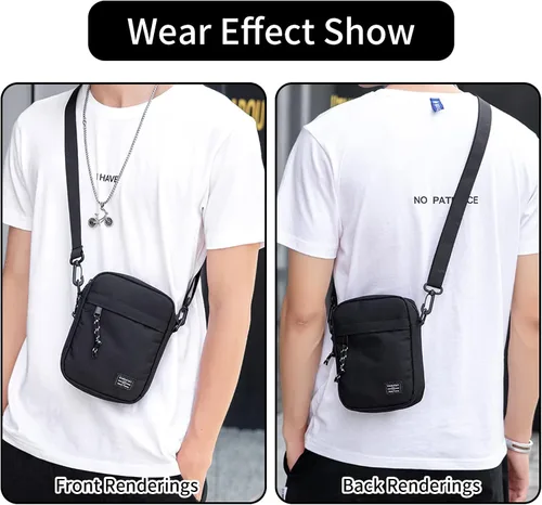 Vista 7 de Bolso bandolera pequeño para hombre, bolso bandolera para mujer, mini bolso de mensajero resistente al agua para viajes de trabajo