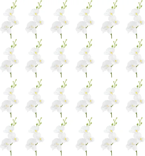 Vista 10 de LARDUX Flores artificiales para velas flotantes, centro de mesa de boda, mini orquídea, relleno de floreros para boda, mesa de comedor, fiesta