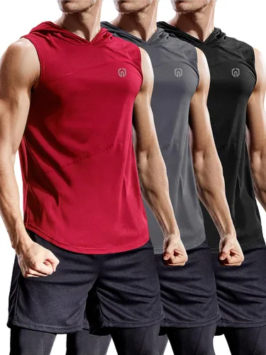 Vista 18 de Neleus - Camiseta sin mangas deportiva Dry Fit para correr con capucha