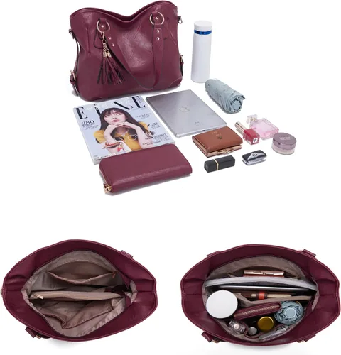 Vista 5 de Juego de carteras y carteras para mujer, bolso grande con cartera, 3