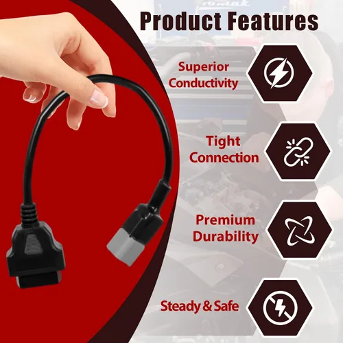 Vista 5 de 2 unids OBD2 adaptador 6pin a 16pin para BRP compatible con Bombardier Can-Am ELM327 Scanner Ready, Real-Time Engine Data Monitoring, Premium