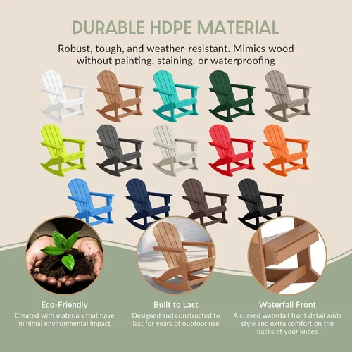 Vista 113 de WestinTrends Silla mecedora Malibu de poliéster para exterior/patio Adirondack, Negra