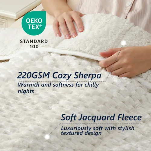 Vista 2 de Mr. Sandman Mantas con peso para adultos, tamaño matrimonial, 10 libras, manta cálida de forro polar Sherpa para dormir y calmar, manta de cama