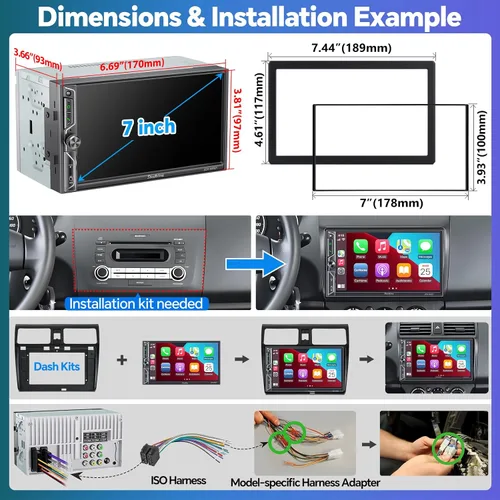 Vista 6 de Estéreo de Coche QLED de Doble Din con Apple CarPlay Inalámbrico y Android Auto, Audio de 4.2 Canales con 2 Salidas de Subwoofer, Cámara