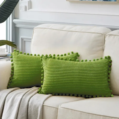Vista 75 de Fancy Homi Juego de 2 fundas de almohada decorativas negras de 12 x 12 pulgadas con pompones para sofá y cama, decoración moderna de estilo bohemio