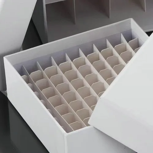 Vista 3 de Caja de cartón para congelador, color blanco/81, revestimiento resistente al agua y al hielo, para almacenar crioviales de 0.07 a 0.0 onzas líquidas
