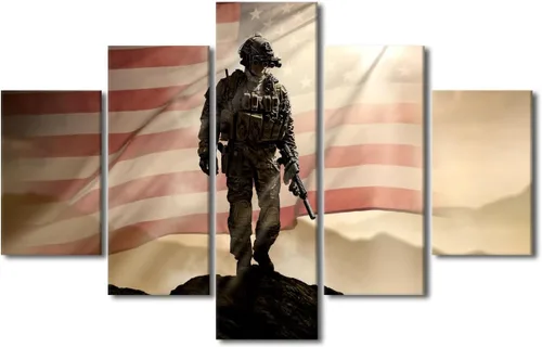 Vista 27 de Arte de pared para sala de estar, imágenes de la bandera estadounidense, impresión en lienzo, arte de pared militar de Estados Unidos de la Segunda