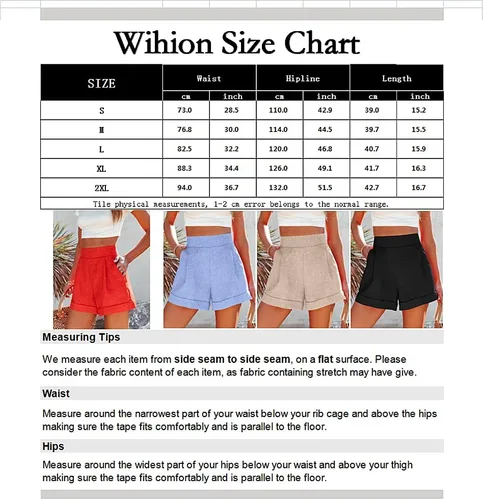 Vista 6 de Wihion Pantalones cortos de verano de pierna ancha para mujer, de cintura alta, casuales, pantalones cortos de trabajo ligeros con bolsillo