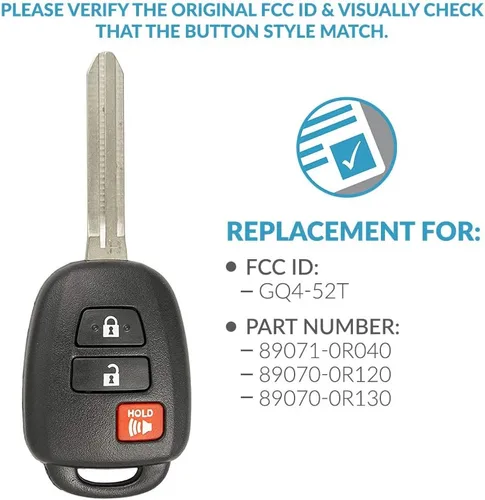 Vista 4 de Keyless2Go Repuesto para llave de entrada remota sin llave Select Toyota Rav4 Highlander Tacoma GQ4-52T 89071-0R040